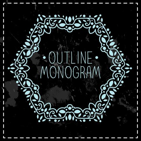 vintage frame monolijn vector