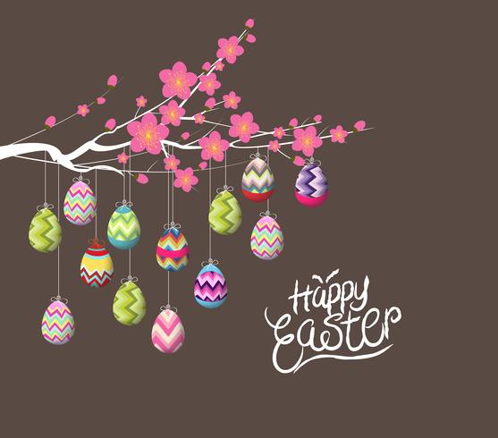 Gelukkige Pasen-kaart, kleurrijke eieren vector