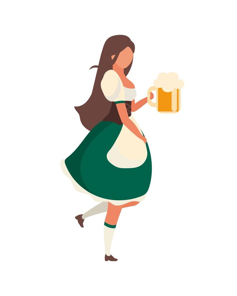 oktoberfest bierserver met glazen semi-egale kleur vectorkarakter vector