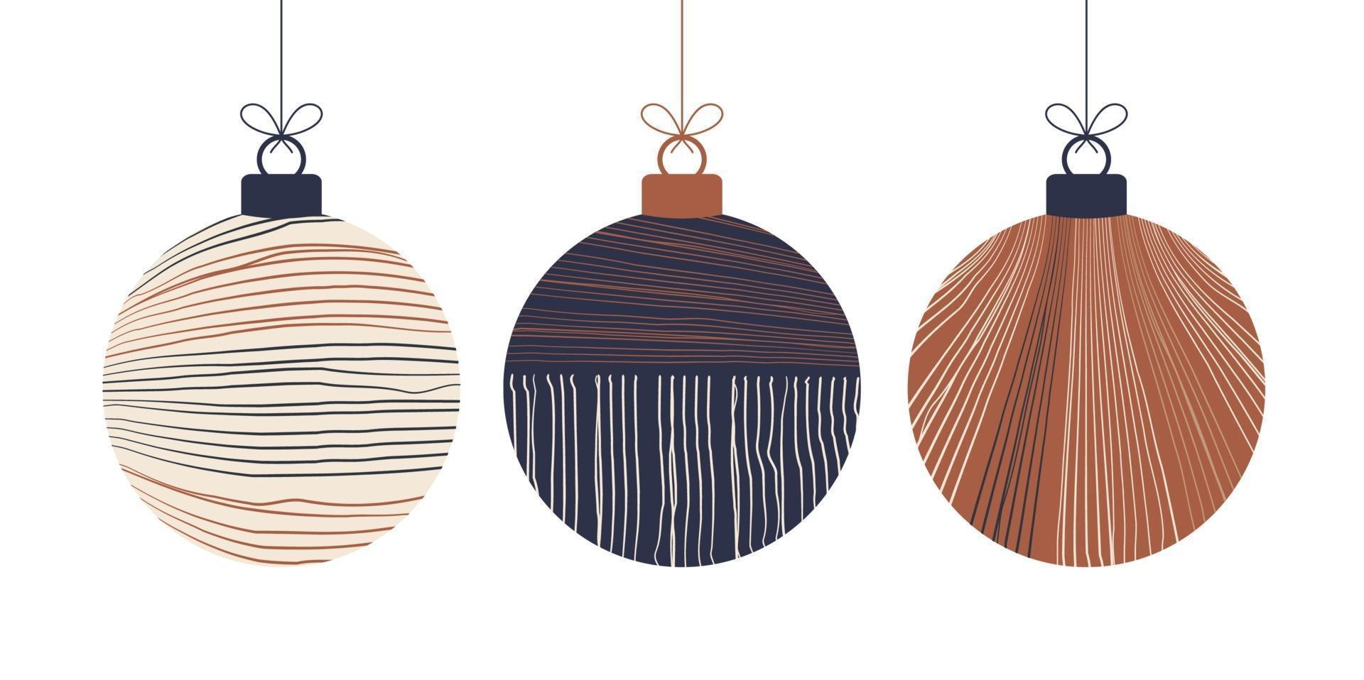 doodle boho kerst concept ballen set vector