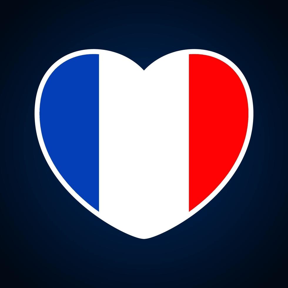 frankrijk vlag in een vorm van hart. vector