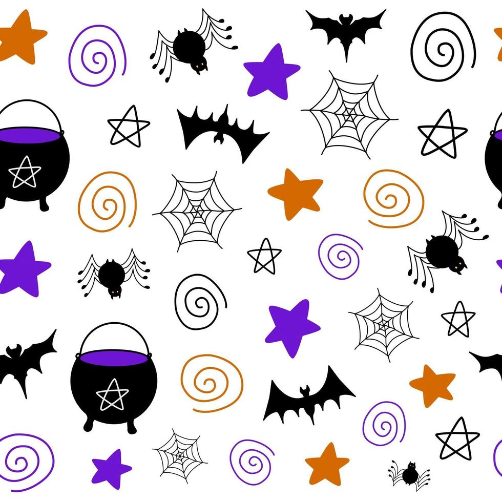 halloween vector naadloos patroon met enge elementen