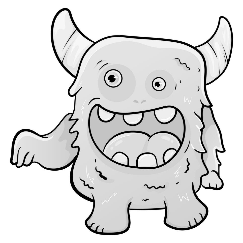 hand getekend tekening kleur bladzijde schattig monster grappig halloween blij monster tekens kinderen tekenfilm karakter ontwerp voor poster, baby producten logo en verpakking ontwerp. vector