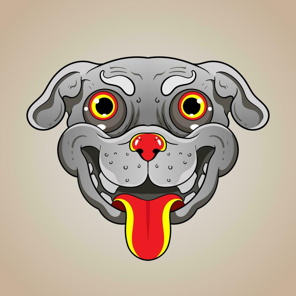 mopshond hond hoofd portret in hiphop stijl. vector vlak tekenfilm stijl voor ontwerp dier huisdieren t-shirt