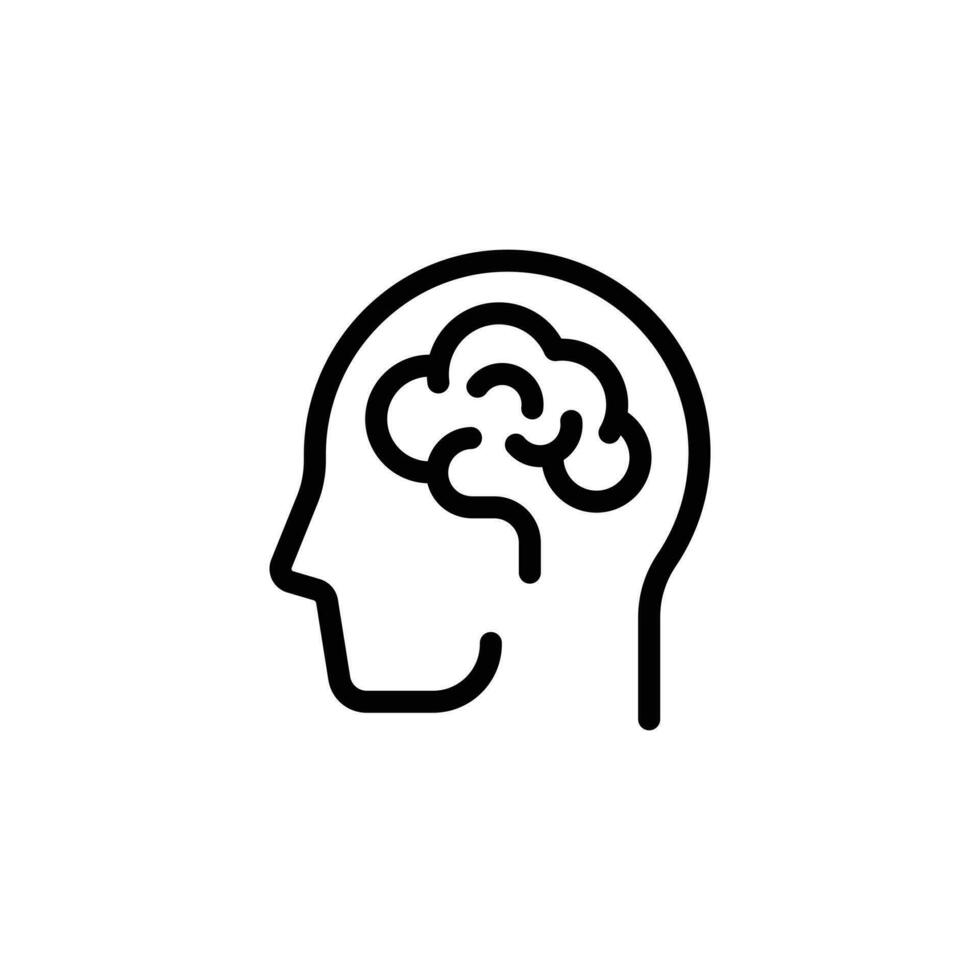 zwart menselijk hersenen icoon in lijn kunst stijl geïsoleerd Aan wit achtergrond. vector
