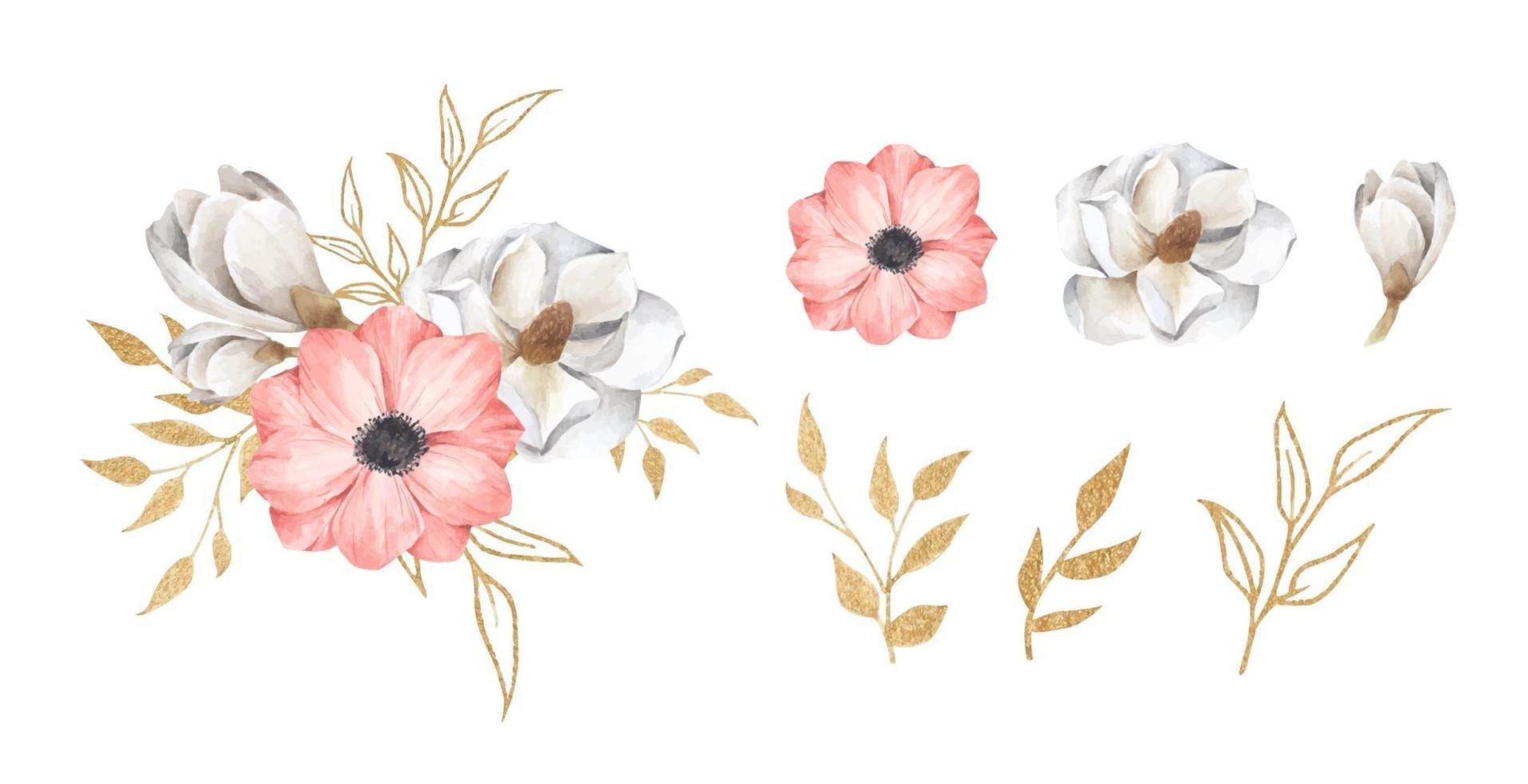 set van bloemen tak. aquarel bloemen illustratie. vector