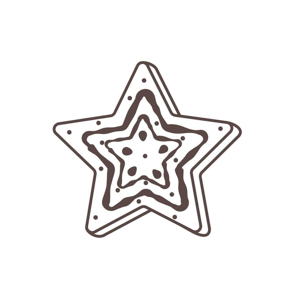 vector schets illustratie van Kerstmis peperkoek ster. zoet feestelijk koekjes met glazuur en decoraties. geïsoleerd element