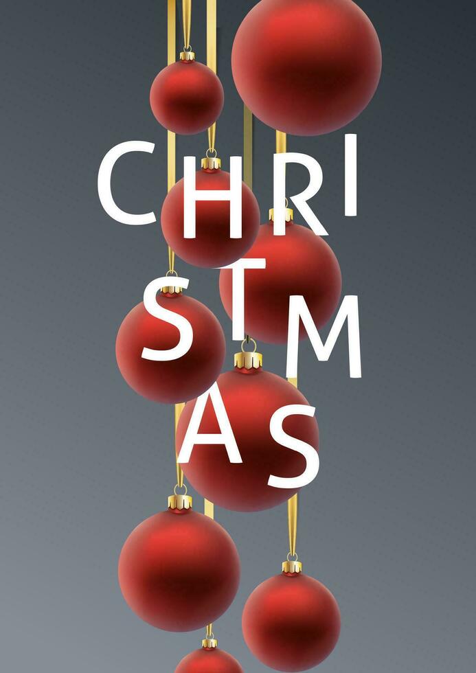 Kerstmis groet kaart. rood Kerstmis bal, met een ornament en lovertjes.hand getrokken belettering. vector illustratie.