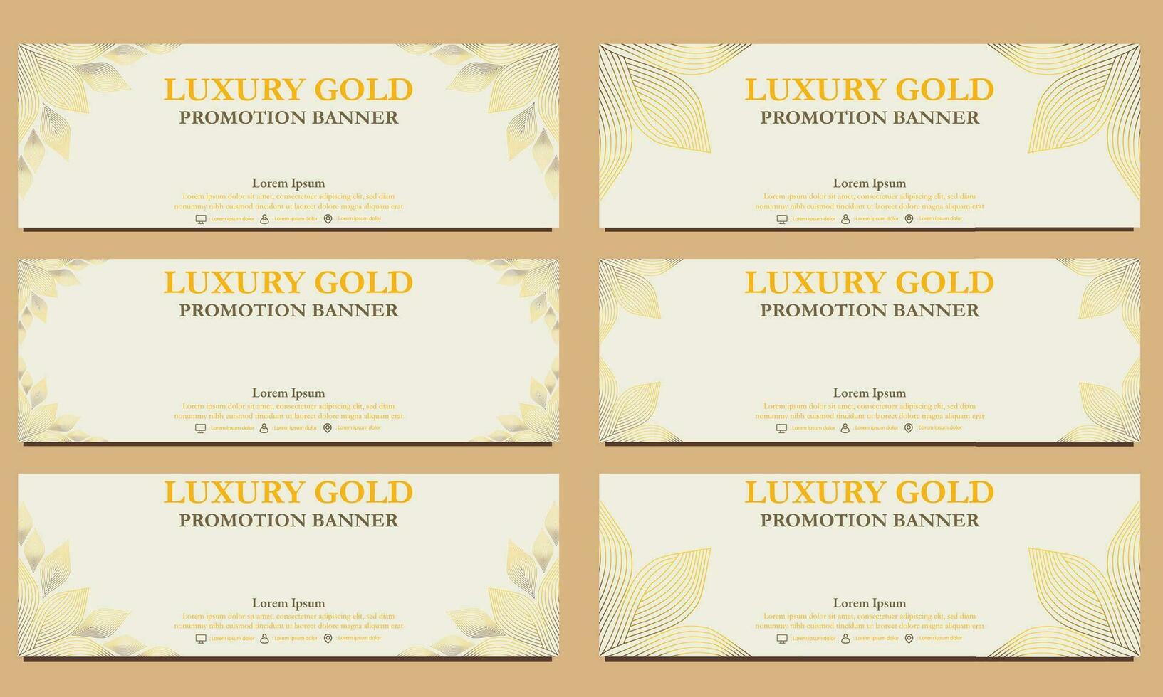 luxe goud horizontaal banier sjabloon. geschikt voor web banier, banier en internet advertenties vector