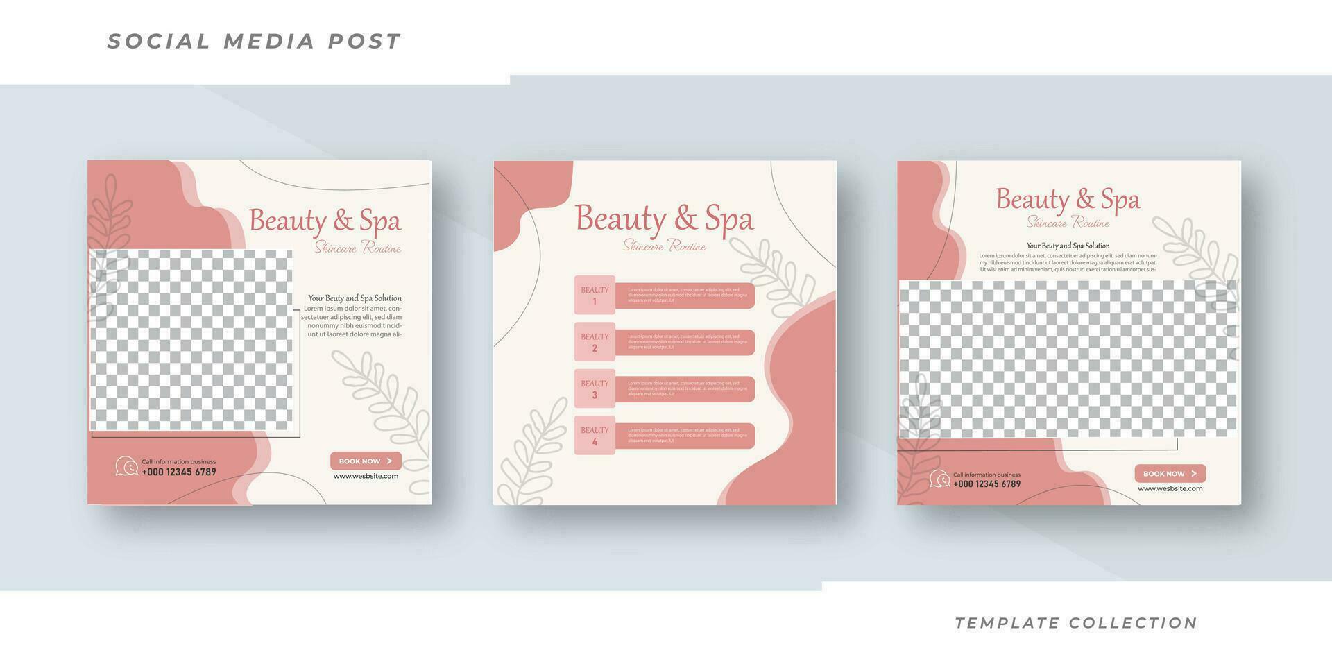 schoonheid en spa huidsverzorging bedenken salon plein banier verzameling plein folder sjabloon ontwerp pro vector