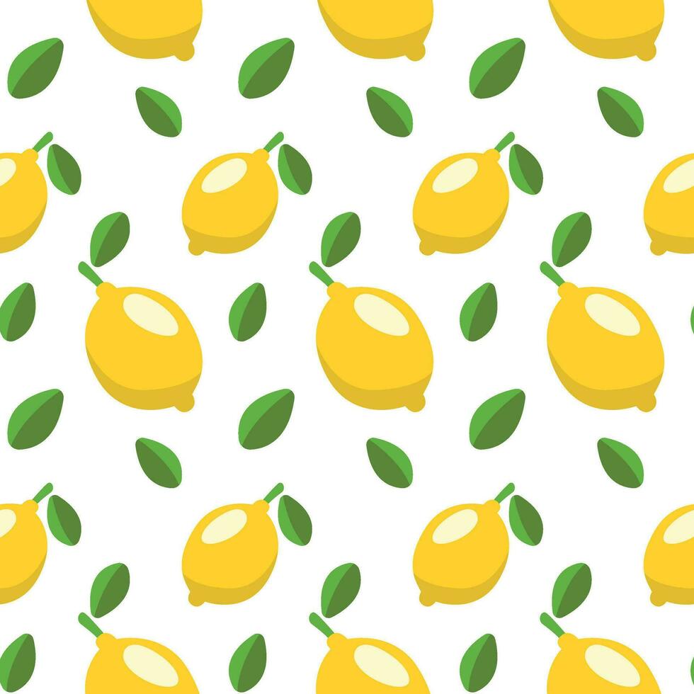 citroen patroon Aan een transparant achtergrond in de stijl van vlak vector grafiek, citroen en groen bladeren