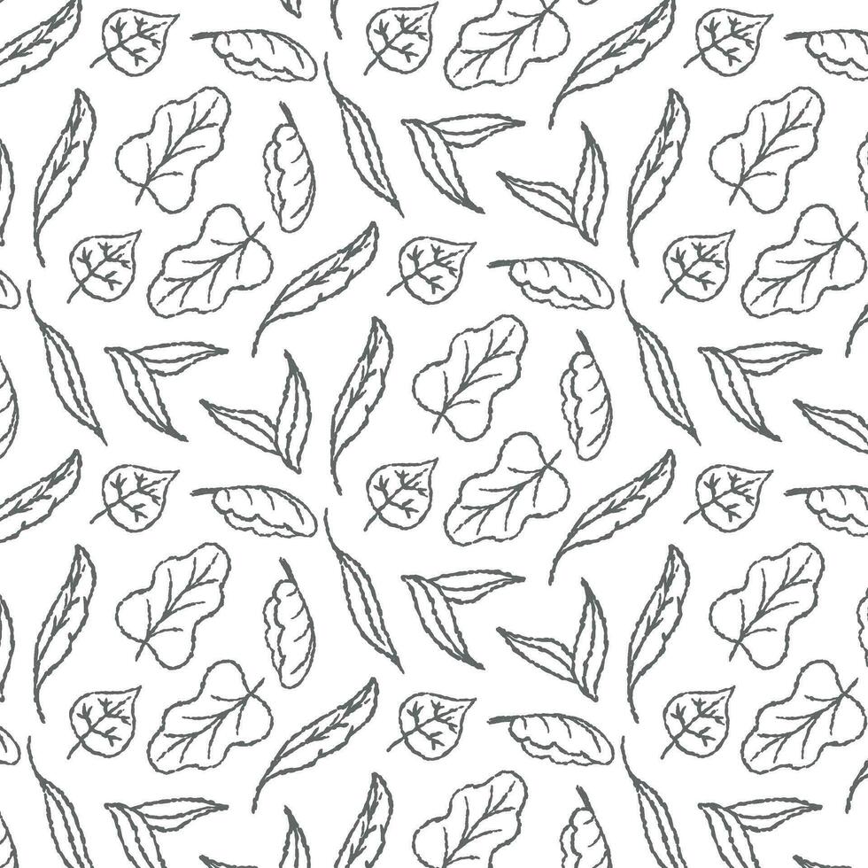 herfst bladeren tekening patroon, Aan transparant achtergrond, naadloos vector patroon