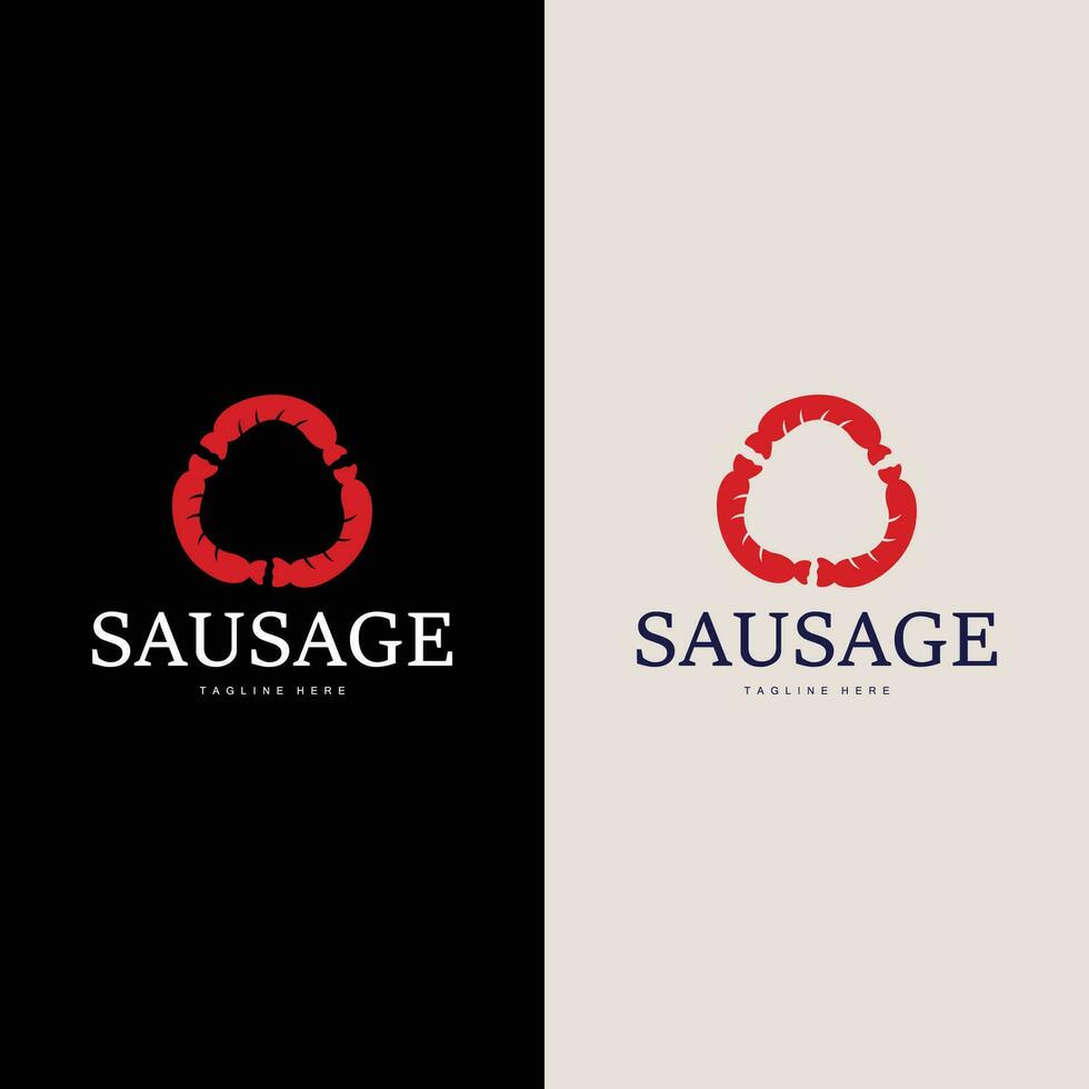 worst logo, gemakkelijk barbecue worst gegrild vlees ontwerp voor restaurant bedrijf, vector illustratie