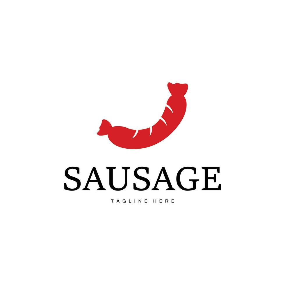 worst logo, gemakkelijk barbecue worst gegrild vlees ontwerp voor restaurant bedrijf, vector illustratie