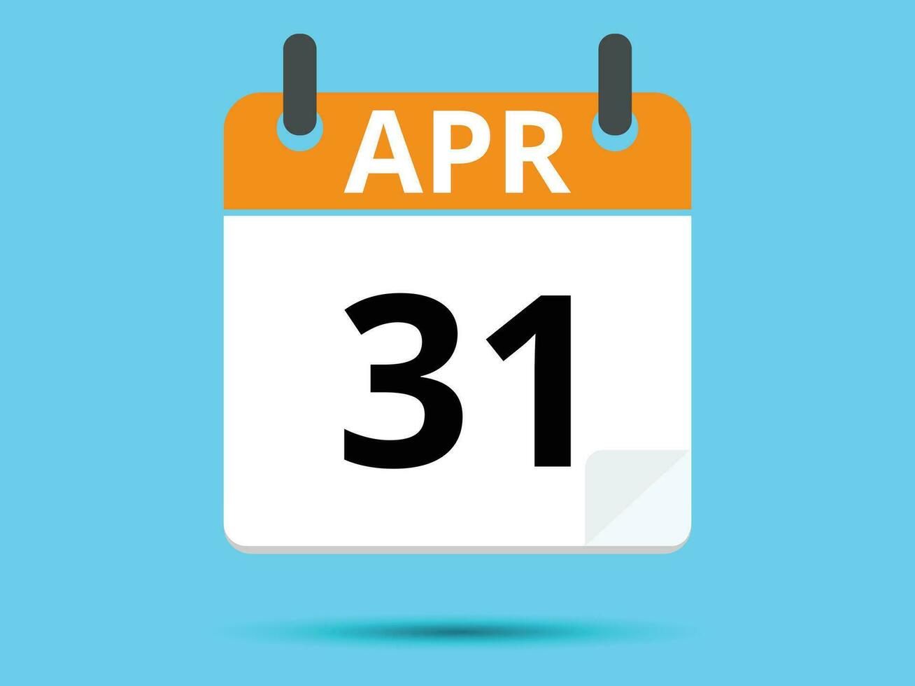 31 april. vlak icoon kalender geïsoleerd Aan blauw achtergrond. vector illustratie.