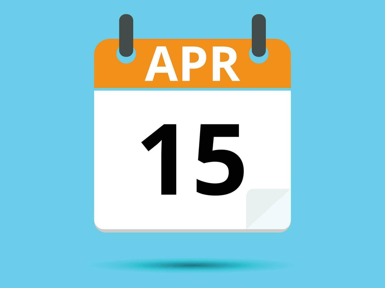 15 april. vlak icoon kalender geïsoleerd Aan blauw achtergrond. vector illustratie.