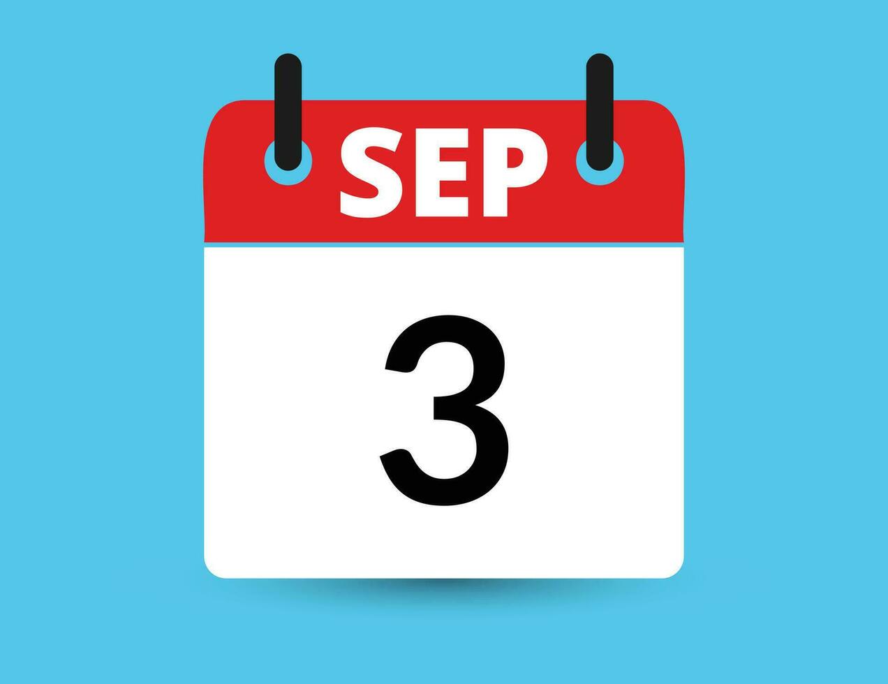 september 3. vlak icoon kalender geïsoleerd Aan blauw achtergrond. datum en maand vector illustratie -