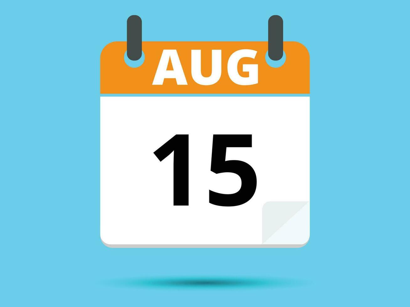 15 augustus. vlak icoon kalender geïsoleerd Aan blauw achtergrond. vector illustratie.