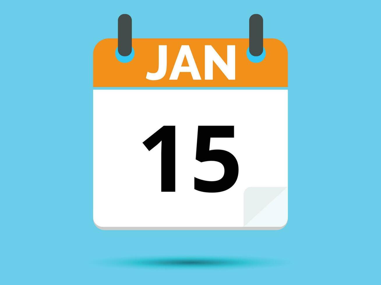 15 januari. vlak icoon kalender geïsoleerd Aan blauw achtergrond. vector illustratie.