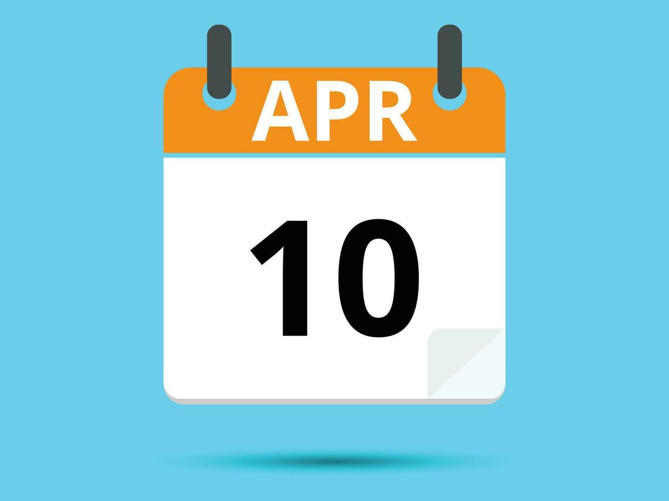10 april. vlak icoon kalender geïsoleerd Aan blauw achtergrond. vector illustratie.