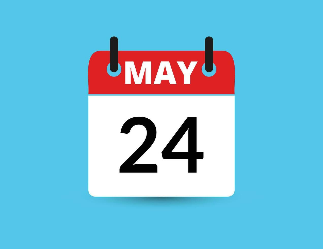 mei 24. vlak icoon kalender geïsoleerd Aan blauw achtergrond. datum en maand vector illustratie