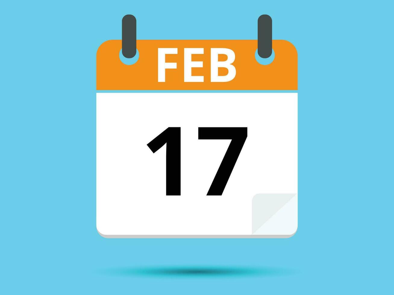 17 februari. vlak icoon kalender geïsoleerd Aan blauw achtergrond. vector illustratie.