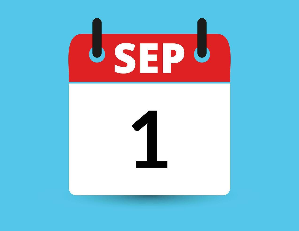 september 1. vlak icoon kalender geïsoleerd Aan blauw achtergrond. datum en maand vector illustratie