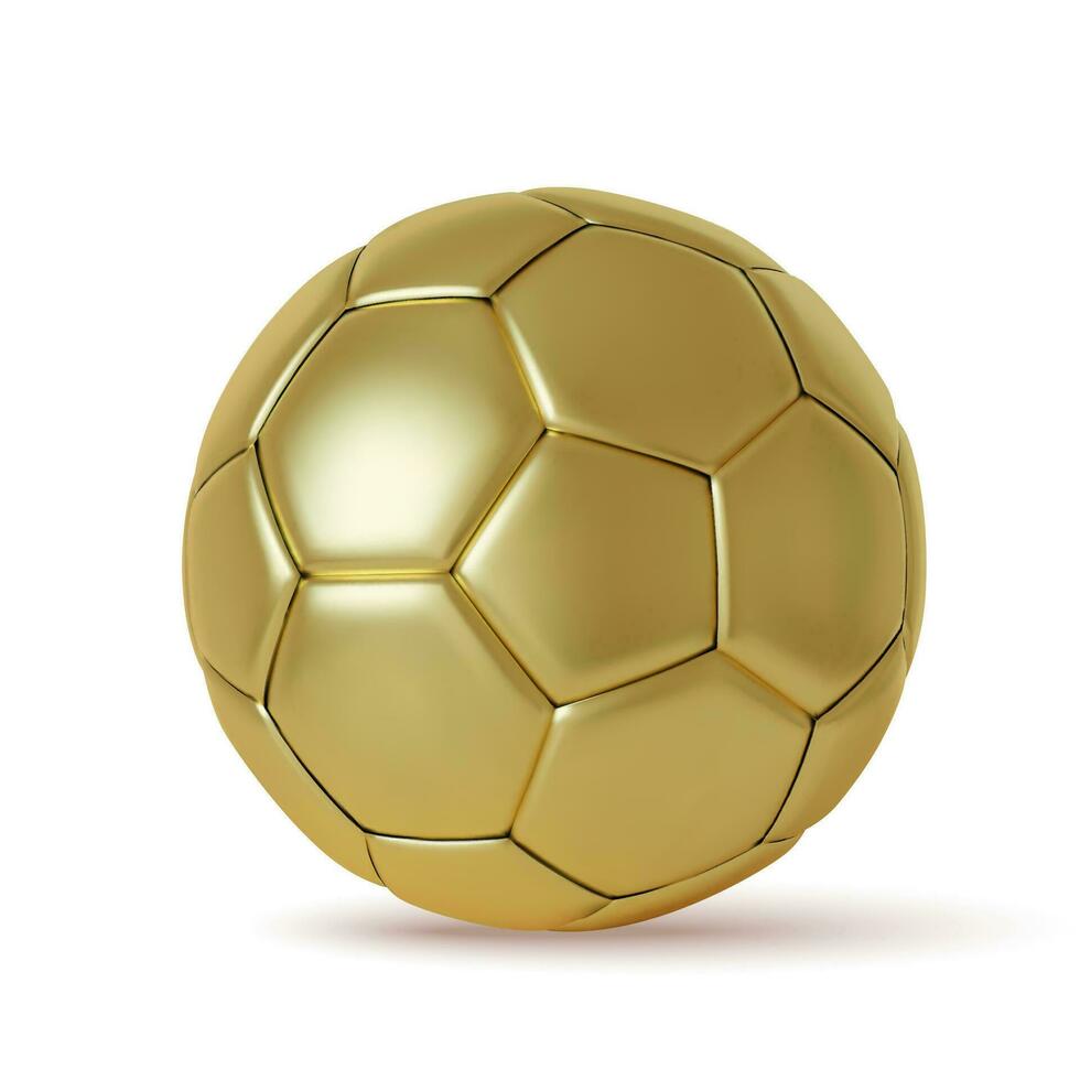 voetbal bal goud 3d realistisch geïsoleerd Aan wit achtergrond. vector illustratie