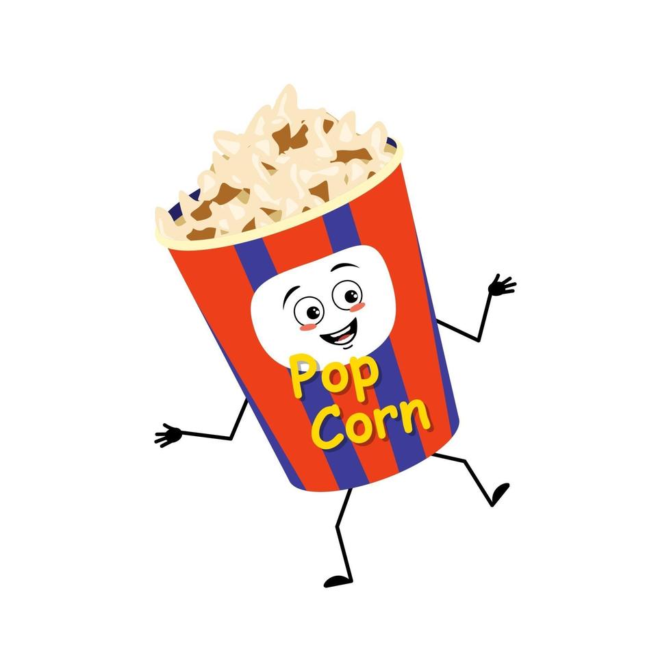 schattig popcornkarakter in een vakantiedoos met vrolijke emoties vector