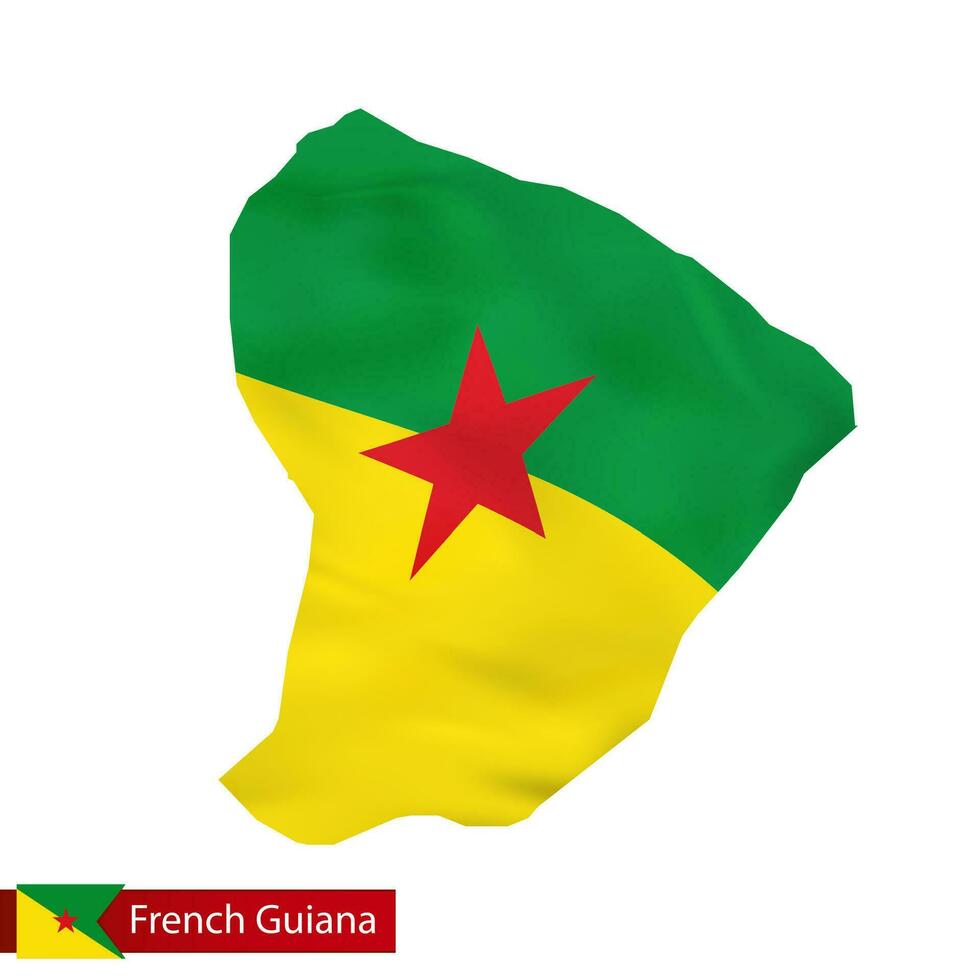 Frans Guyana kaart met golvend vlag van land. vector