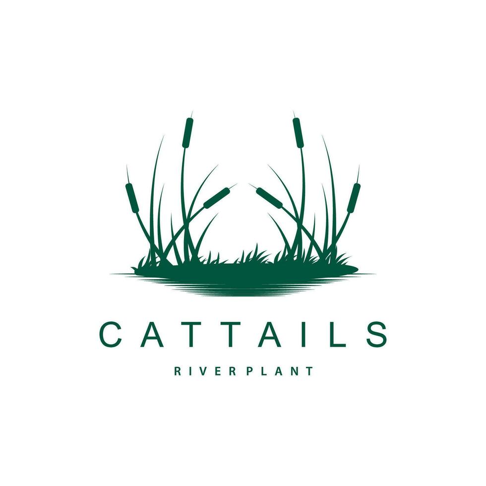 kreek en cattail rivier- logo, gemakkelijk minimalistische gras ontwerp voor bedrijf merk vector