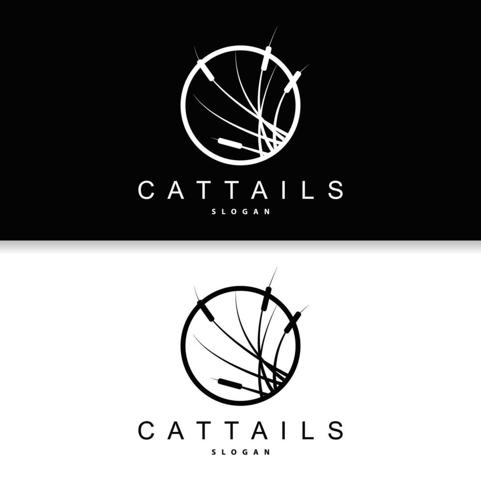 kreek en cattail rivier- logo, gemakkelijk minimalistische gras ontwerp voor bedrijf merk vector