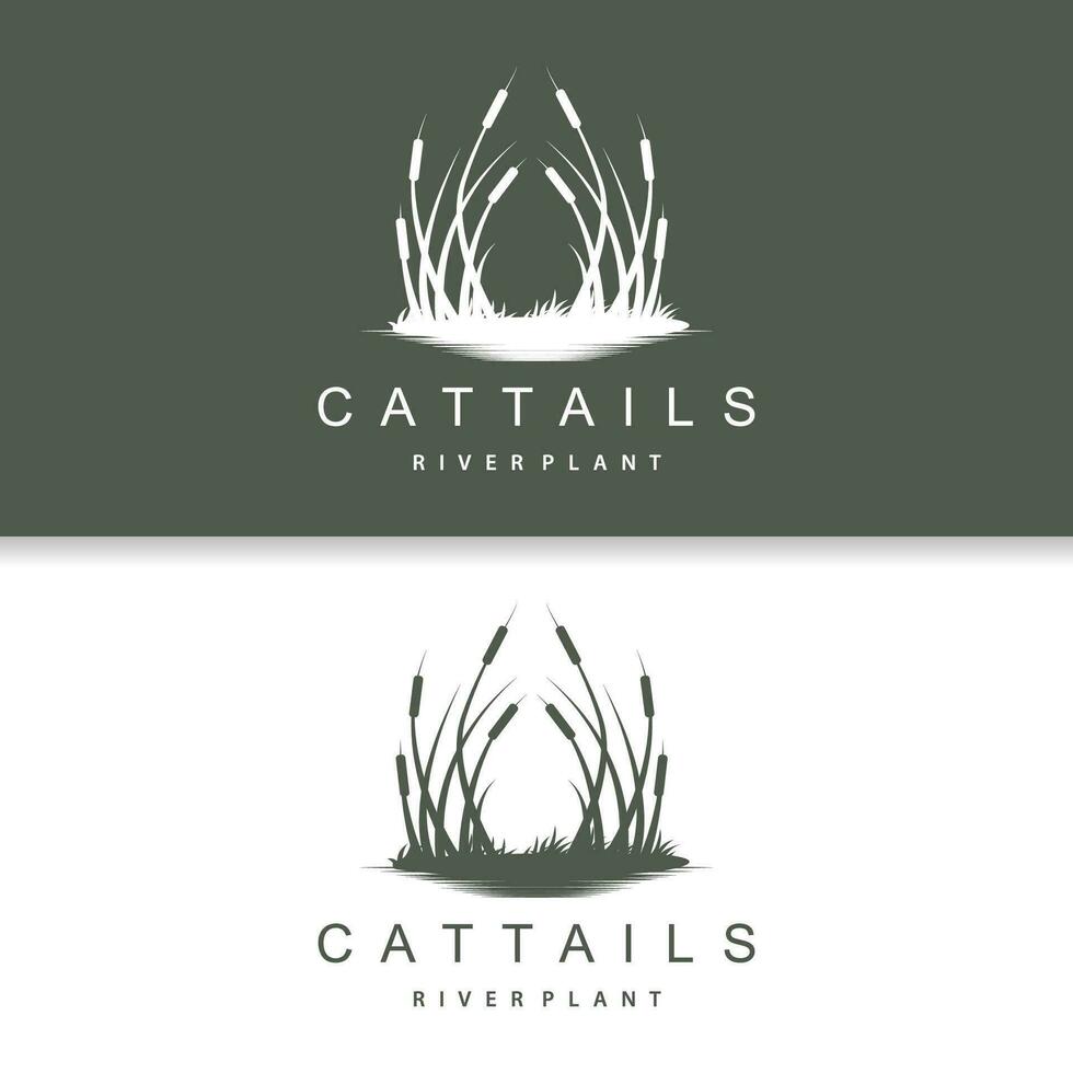 kreek en cattail rivier- logo, gemakkelijk minimalistische gras ontwerp voor bedrijf merk vector