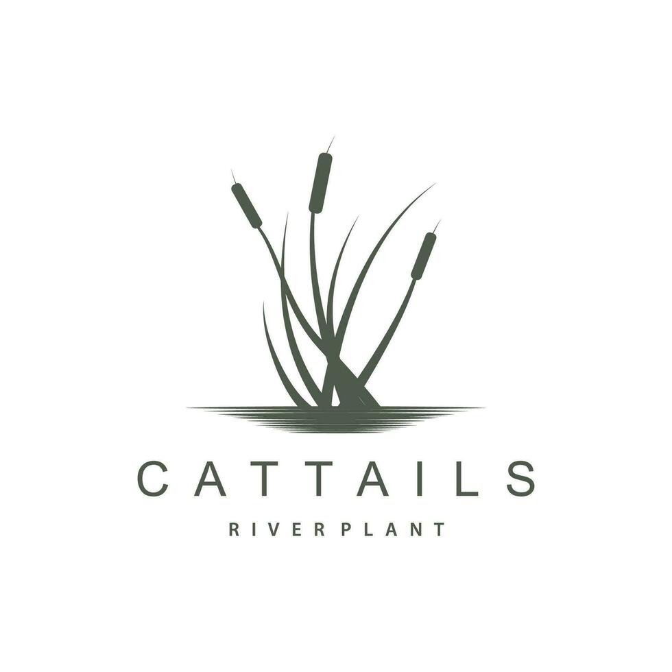 kreek en cattail rivier- logo, gemakkelijk minimalistische gras ontwerp voor bedrijf merk vector