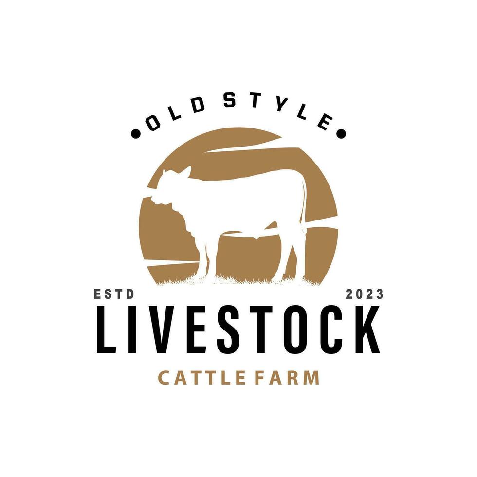 koe logo, gemakkelijk vee boerderij ontwerp, vee silhouet, vector insigne voor bedrijf merk