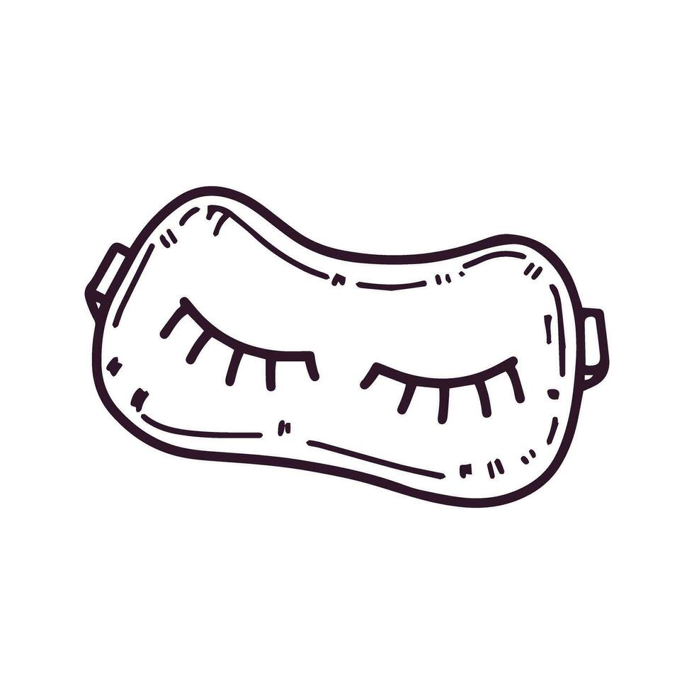 hand getekend oog masker voor slapen, schoonheid kunstmatig element, zelf zorg, welzijn. tekening schetsen stijl. vector