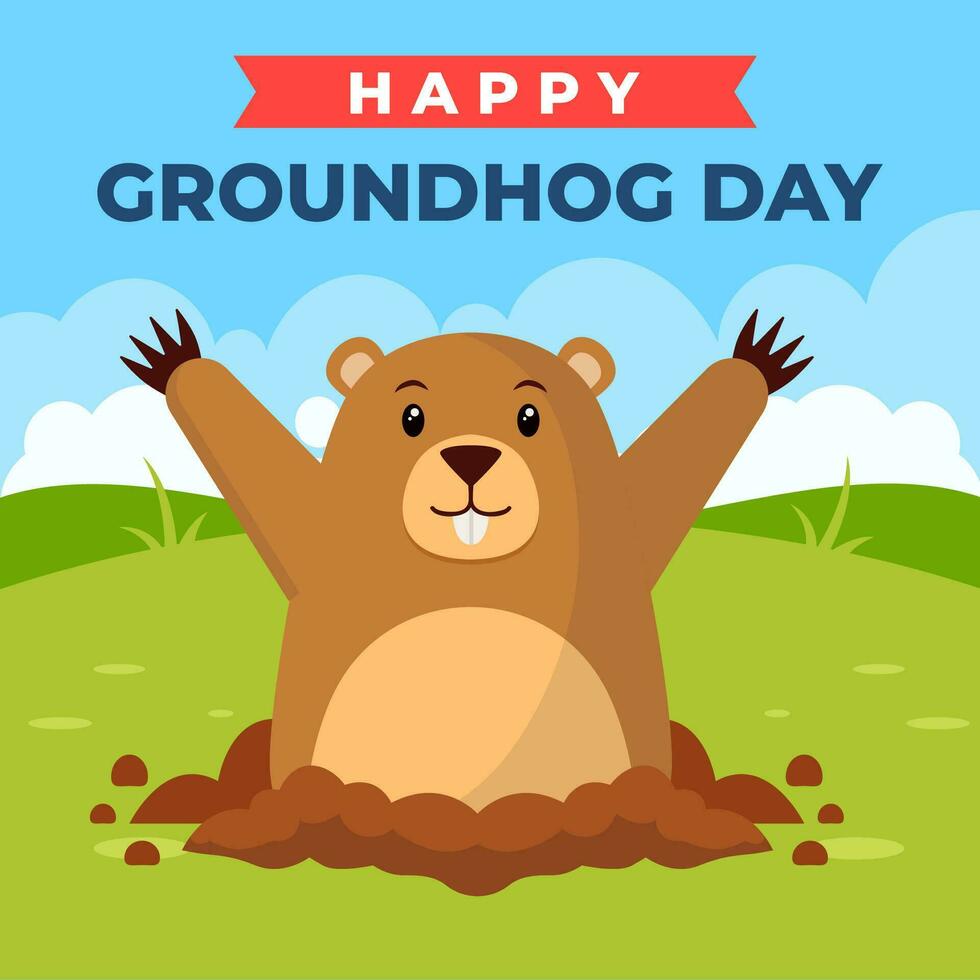 gelukkig groundhog dag. groundhog dag illustratie vector achtergrond. vector eps 10