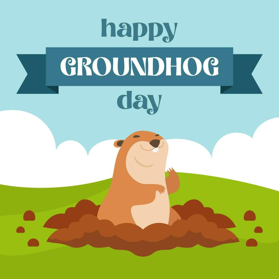 gelukkig groundhog dag. groundhog dag illustratie vector achtergrond. vector eps 10