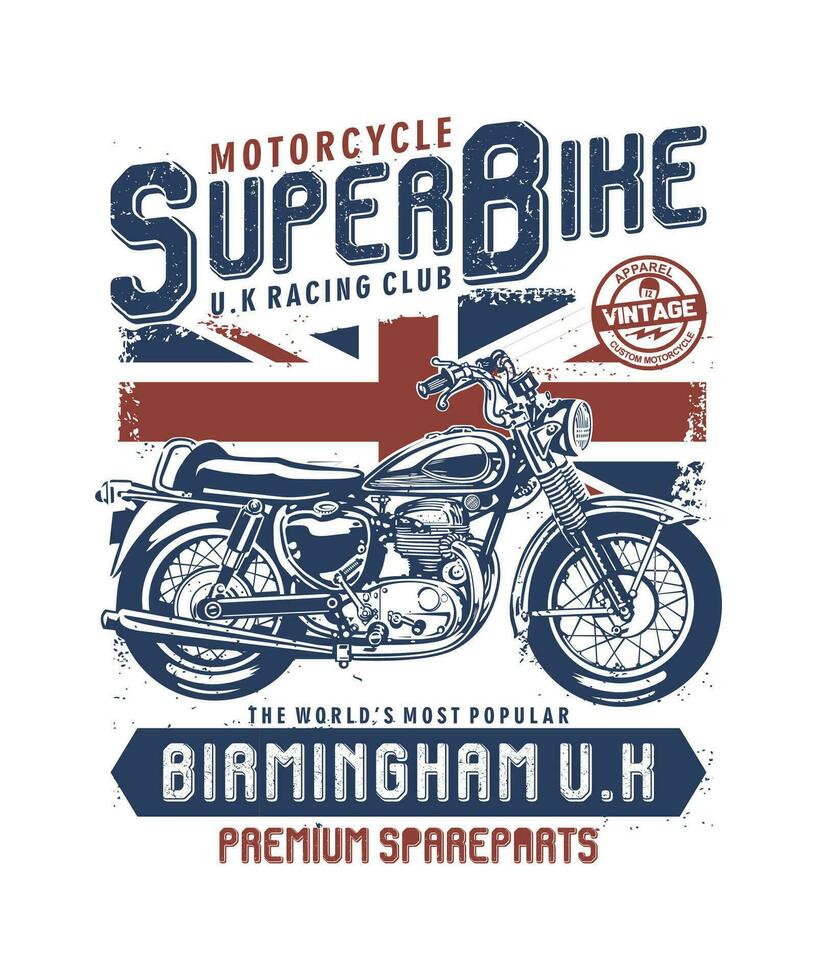 motorfiets superbike wijnoogst vector t-shirt ontwerp