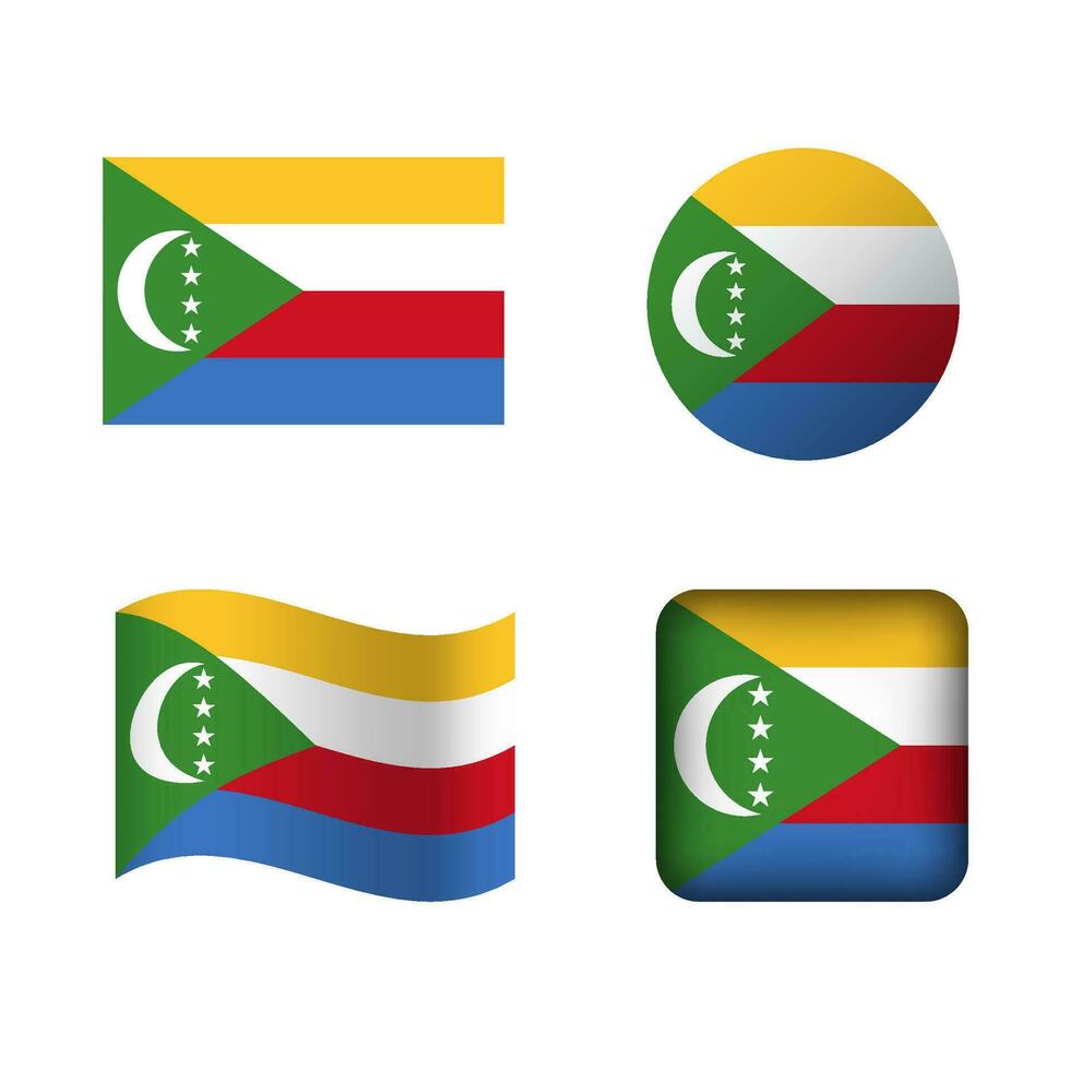 vector comoren nationaal vlag pictogrammen reeks