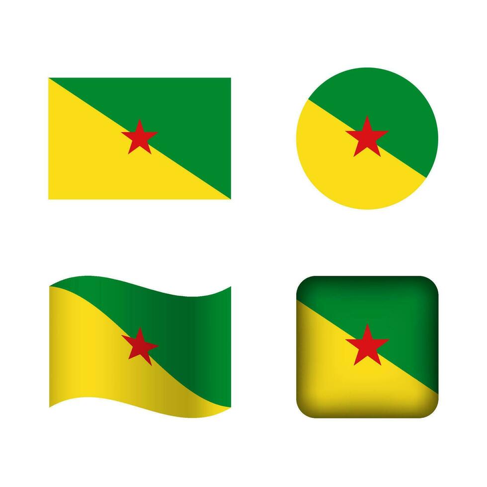 vector Frans Guyana nationaal vlag pictogrammen reeks