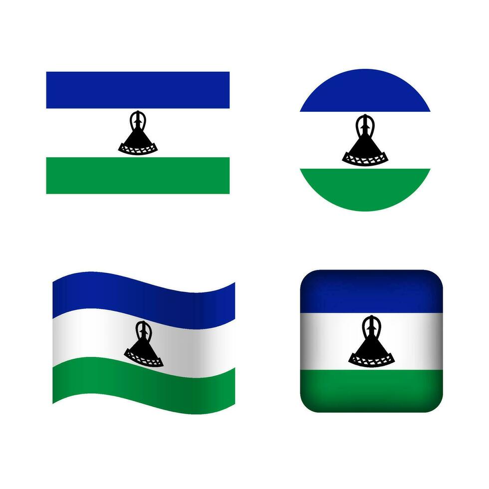 vector Lesotho nationaal vlag pictogrammen reeks