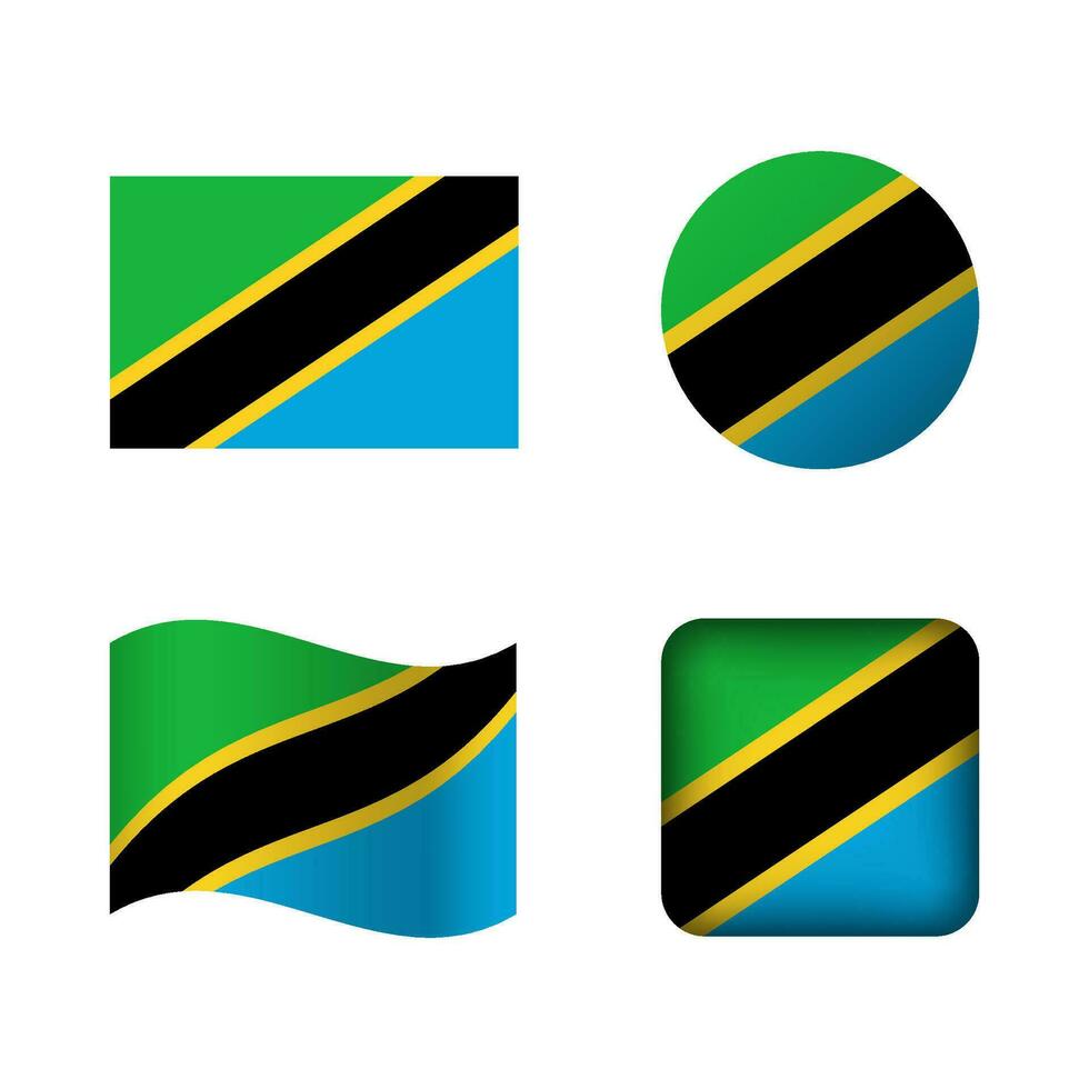 vector Tanzania nationaal vlag pictogrammen reeks