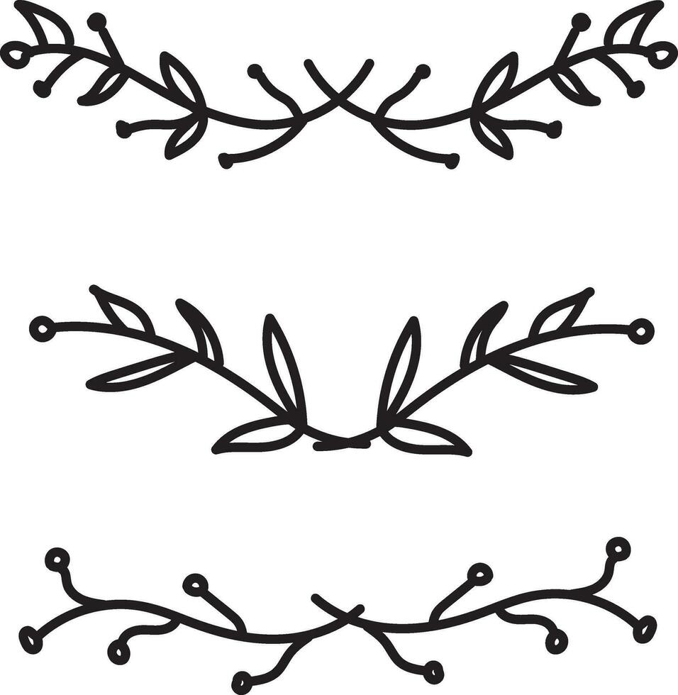 hand- getrokken ornament verdeler verzameling, hand- getrokken clip art, borders clip art ontwerp element, tekening verdelers, hand- getrokken lijn grenzen, blad ontwerp, wijnoogst ornamenten, decoratie element vector