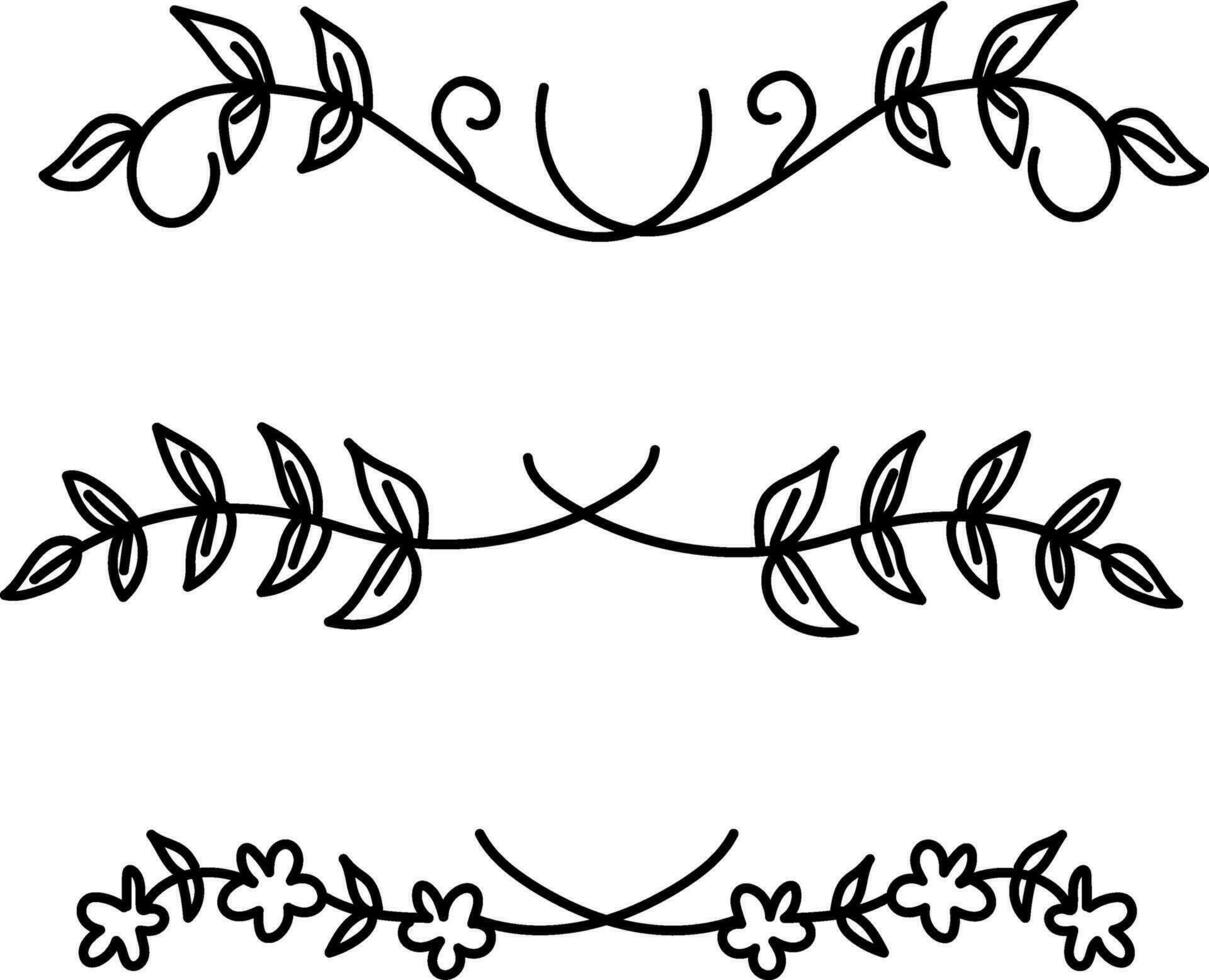 hand- getrokken ornament verdeler verzameling, hand- getrokken clip art, borders clip art ontwerp element, tekening verdelers, hand- getrokken lijn grenzen, blad ontwerp, wijnoogst ornamenten, decoratie element vector