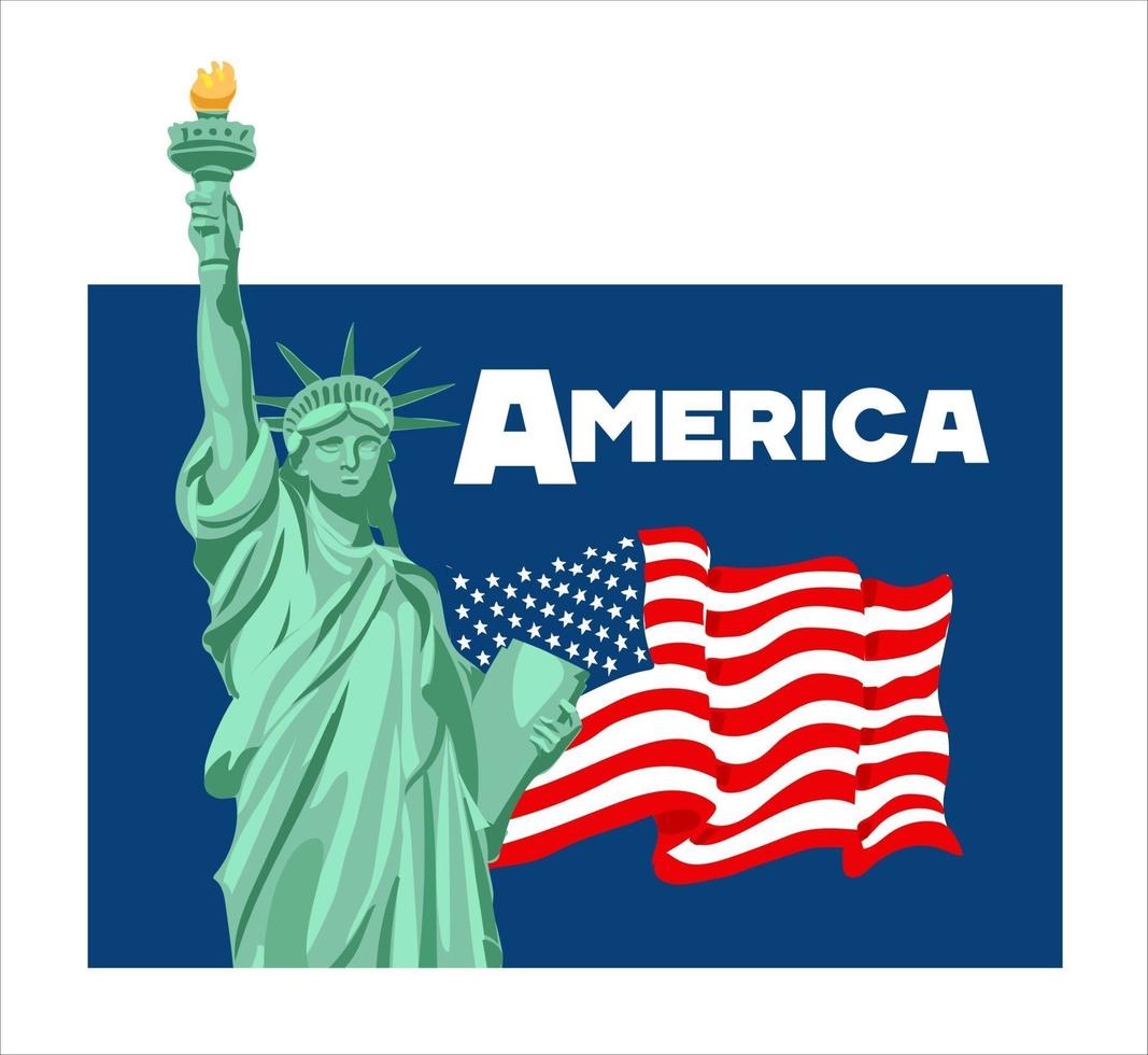 vrijheidsbeeld, symbool van new york, usa, usa flag vector