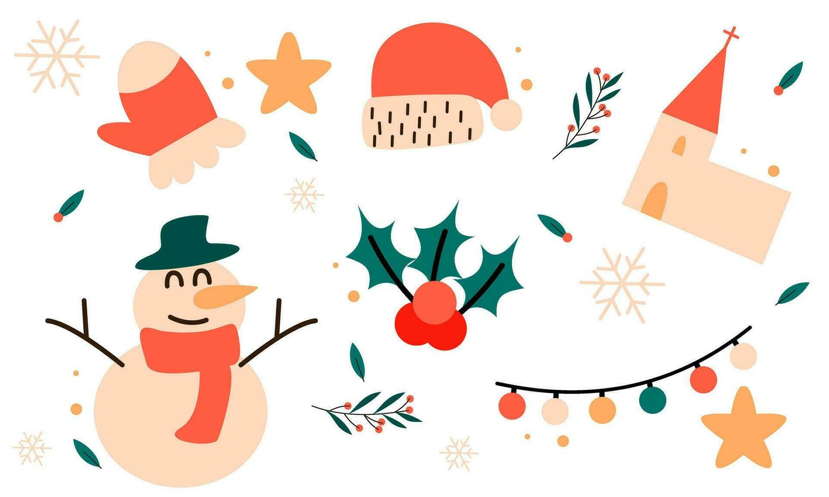 Kerstmis verzameling van decoratief winter elementen vector