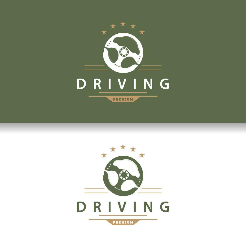 stuurinrichting logo, gemakkelijk voertuig stuurinrichting bedrijf ontwerp, illustratie van racen, repareren, opleiding auto wijnoogst silhouet vector