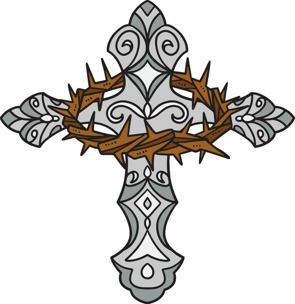 christen kruis met een kroon van doornen clip art vector