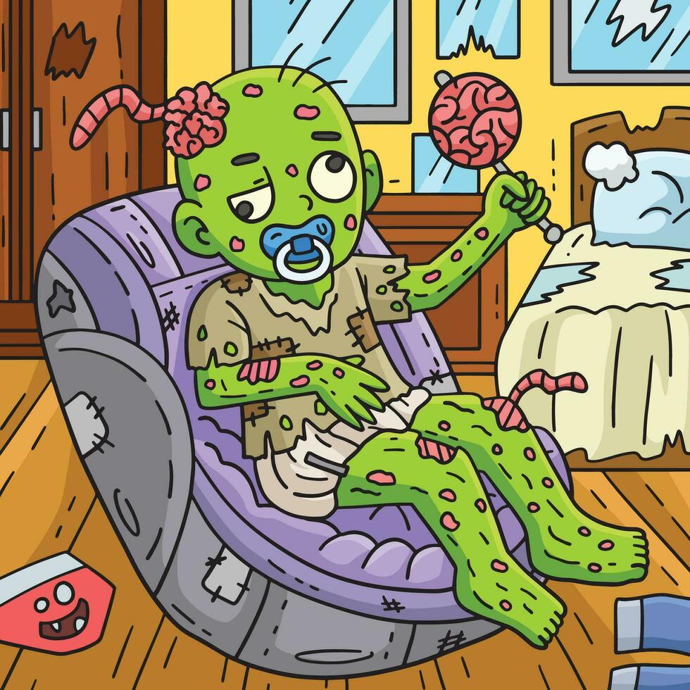zombie baby gekleurde tekenfilm illustratie vector